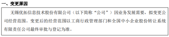 无锡优拓因业务发展需要拟变更公司经营范围(图1) 无锡优拓因业务发展需要拟变更公司经营范围(图1)