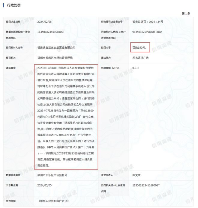 宣传违反广告法被举报福州一楼盘受处罚;福州一房产中介被监管部门罚款70元!(图1) 宣传违反广告法被举报福州一楼盘受处罚;福州一房产中介被监管部门罚款70元!(图1)